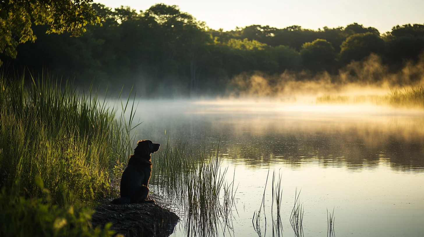Dog portrait along Indian Head River Hanover Massachusetts