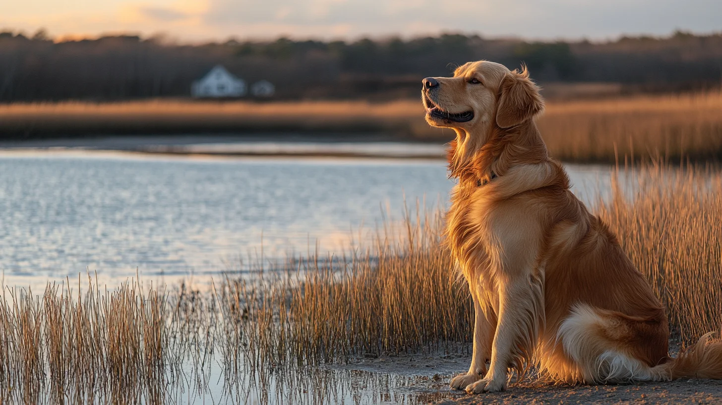 Dog photography in Wareham MA tidal estuary Buzzards Bay