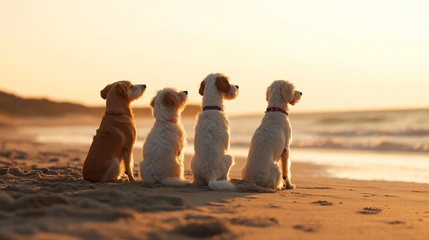 Three dogs together in a portrait session on the South Shore